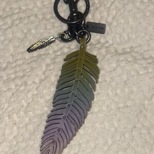 Coach OMBRE RAINBOW FEATHER LEATHER Bag Charm Multicolor - Style # 90067 - NWOT